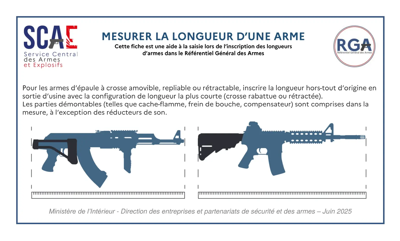 RGA Mesurer longueur crosse amovible