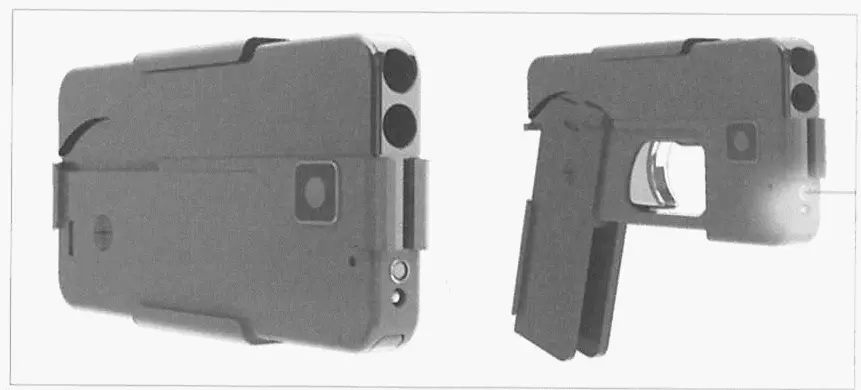 Pistolet carte — position de port dissimulé et position de tir